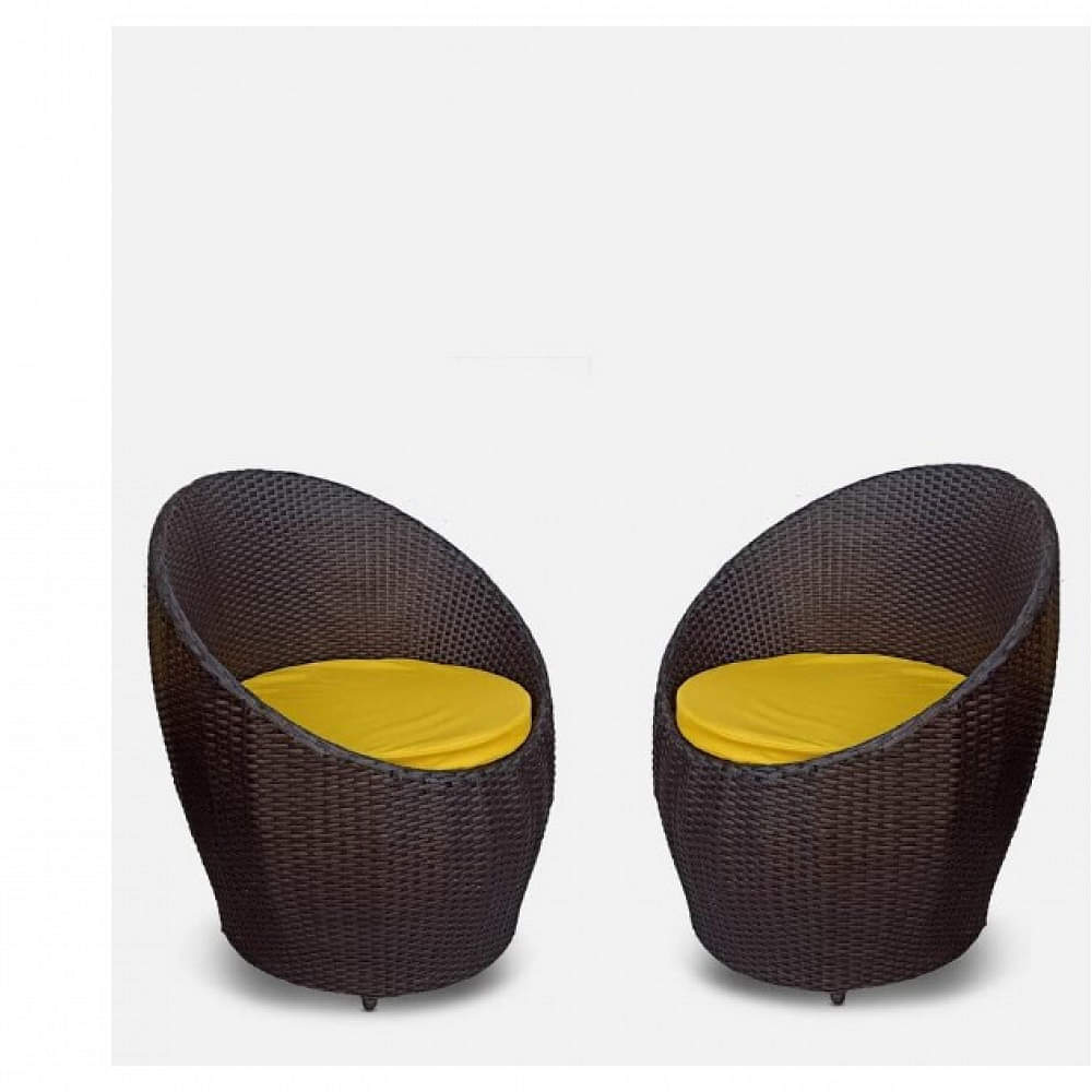 Apple Patio Indoor/Outdoor Garden Chair Set With Yellow Cushions (2 Chair) - photo