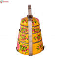 Hand Painted 3 Tier Steel Pyramid Lunch Box- Peach Kashmiri Art - top_view