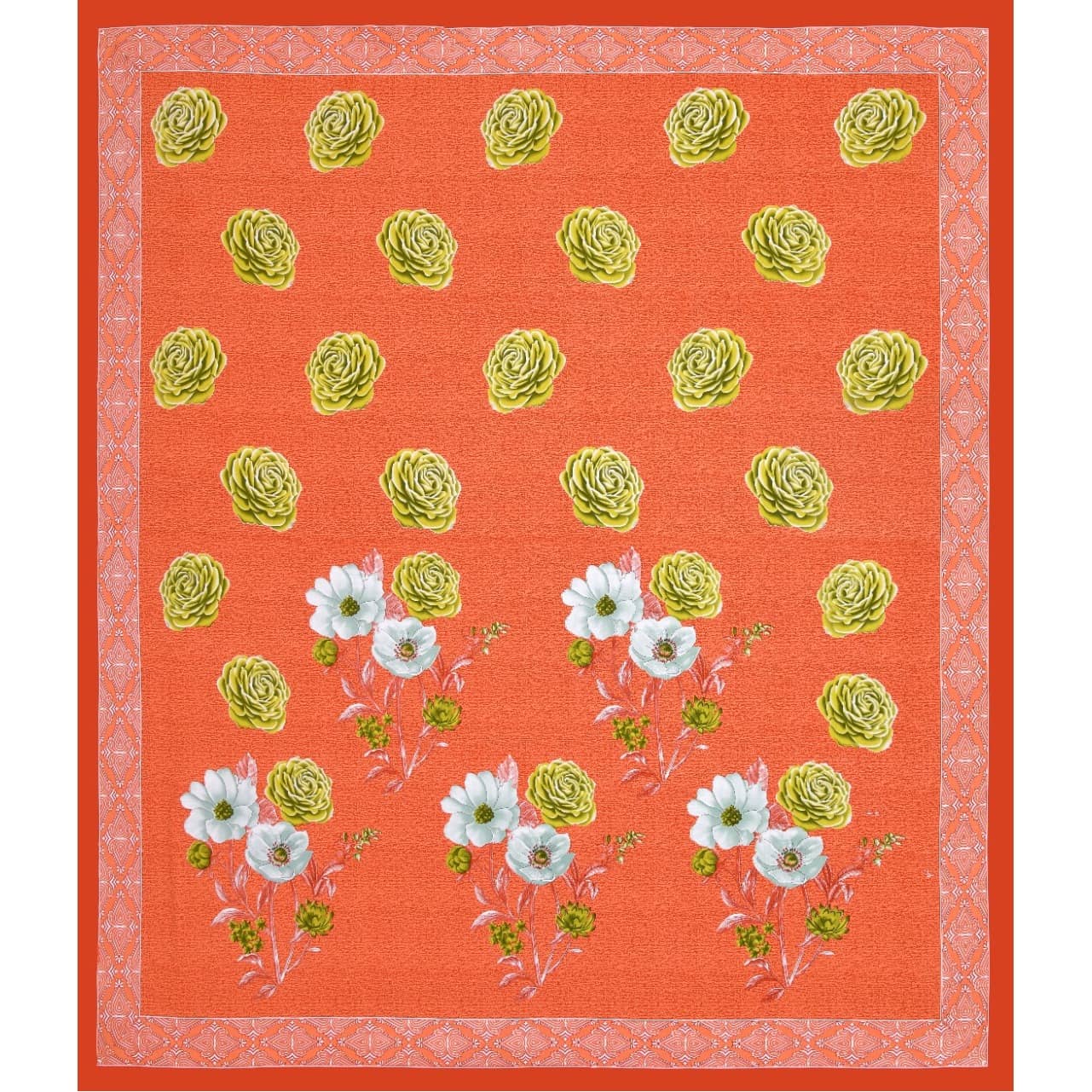 Pure Cotton Premium Quality King Size Bedsheet With 2 Designer Pillow Covers (Orange)