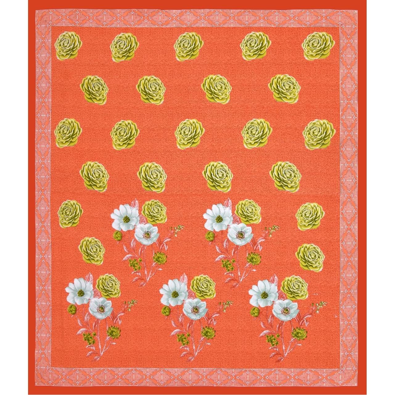 Pure Cotton Premium Quality King Size Bedsheet With 2 Designer Pillow Covers (Orange)