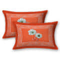 Pure Cotton Premium Quality King Size Bedsheet With 2 Designer Pillow Covers (Orange) - top_view