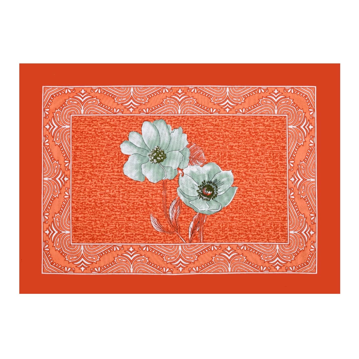 Pure Cotton Premium Quality King Size Bedsheet With 2 Designer Pillow Covers (Orange) - right_view