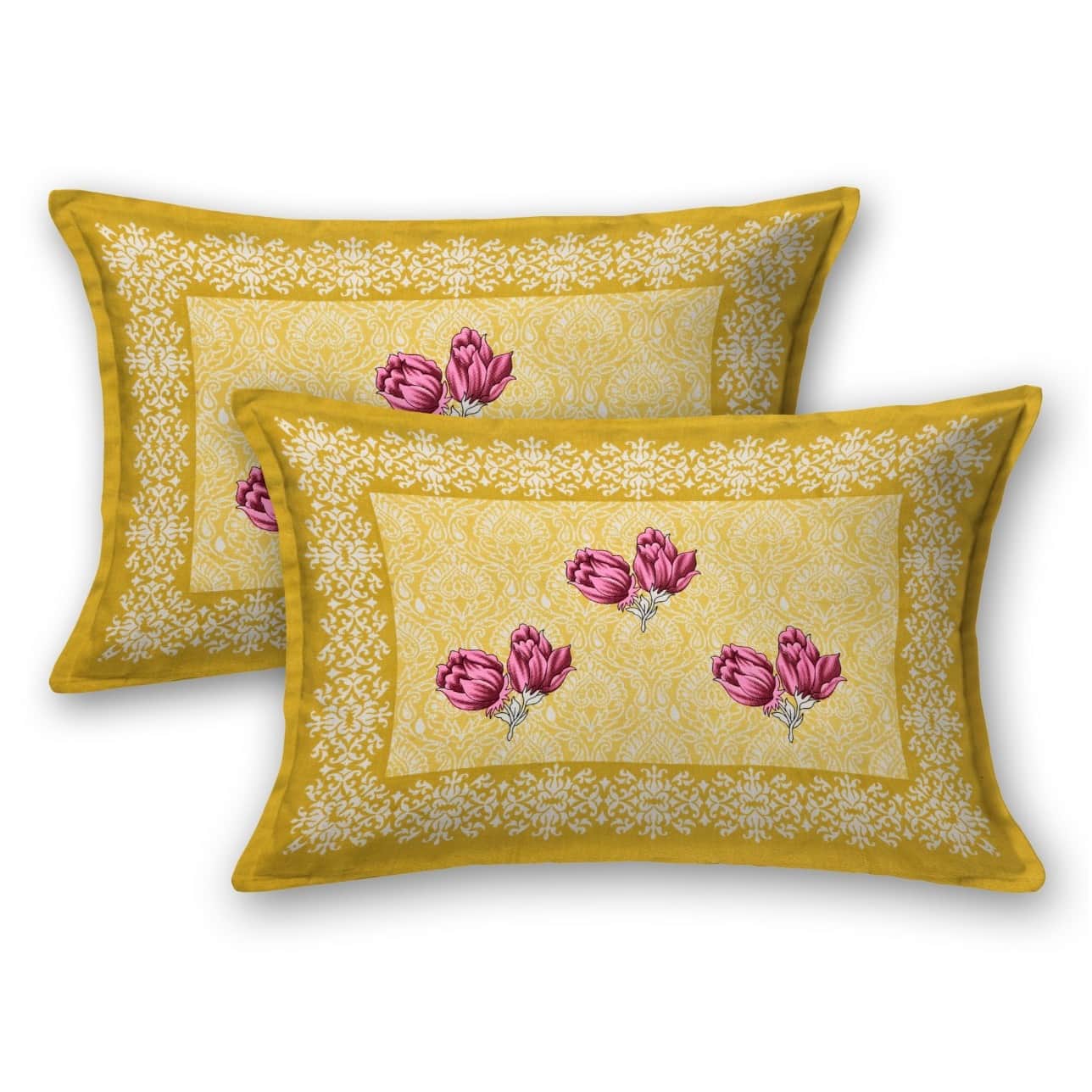 Pure Cotton Premium Quality King Size Bedsheet With 2 Designer Pillow Covers - top_view