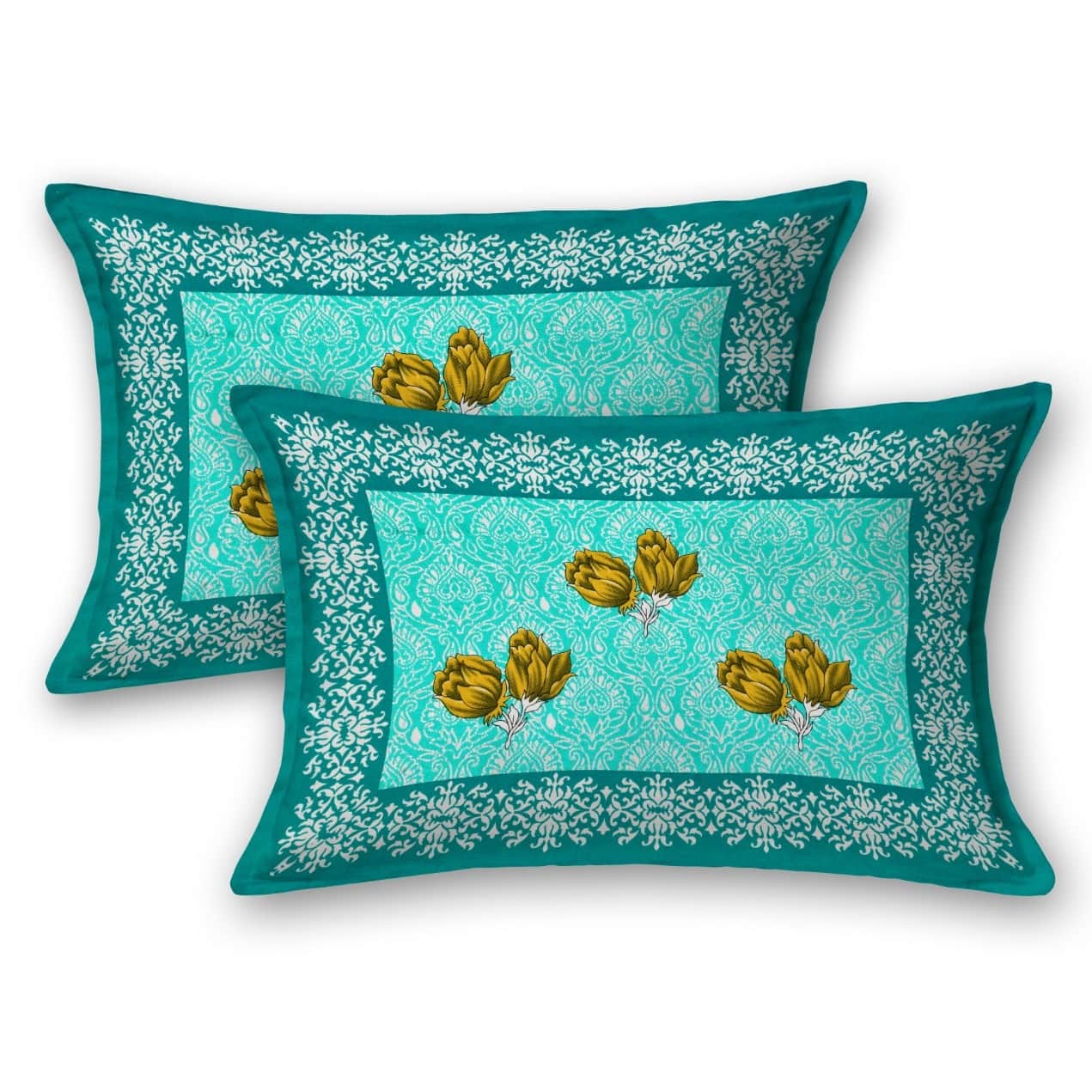 Pure Cotton Premium Quality King Size Bedsheet With 2 Designer Pillow Covers - top_view