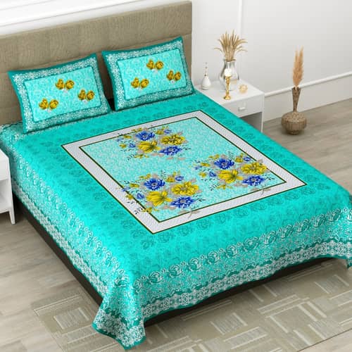 Pure Cotton Premium Quality King Size Bedsheet With 2 Designer Pillow Covers