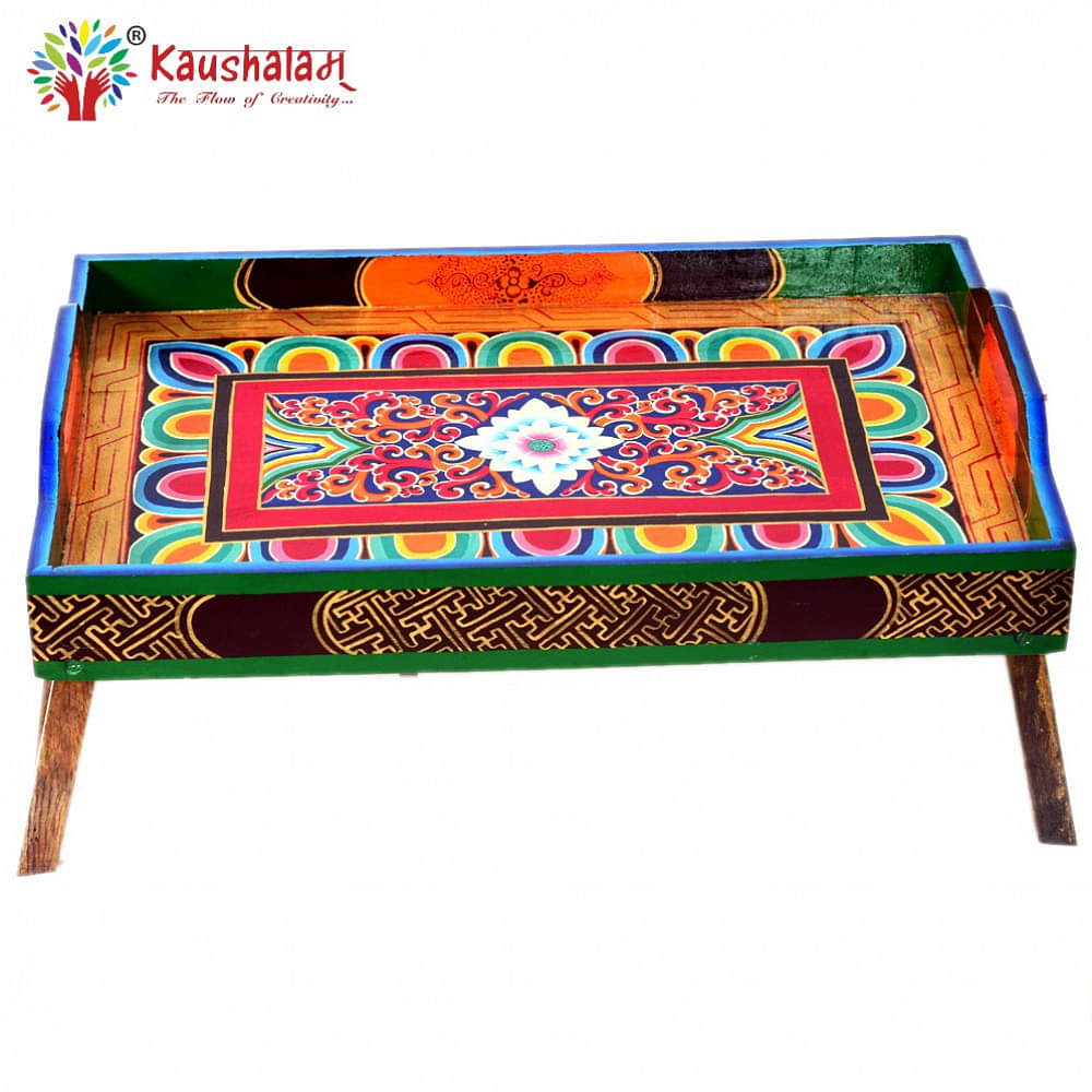 Hand Painted Folding Table Cum Tray - photo