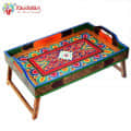 Hand Painted Folding Table Cum Tray - top_view