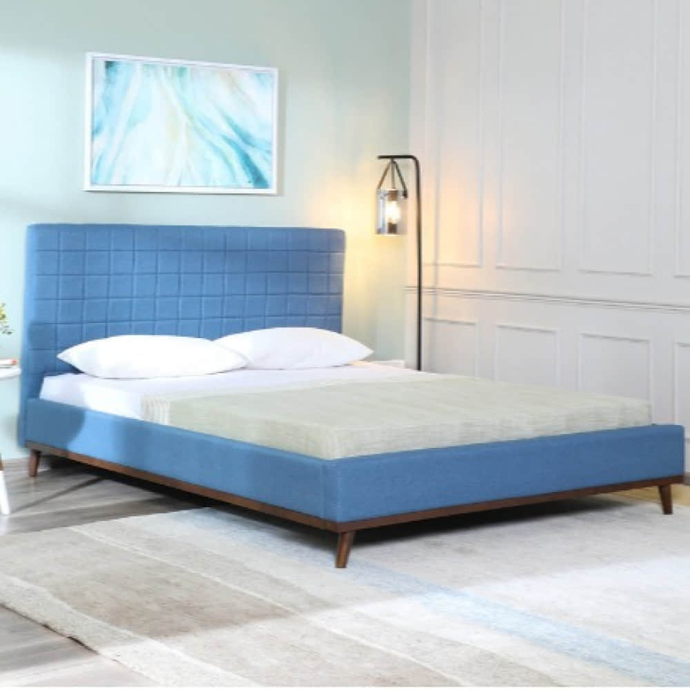 Isidora Upholstered Bed In Blue Colour In King Size - photo