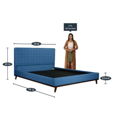 Isidora Upholstered Bed In Blue Colour In King Size - right_view