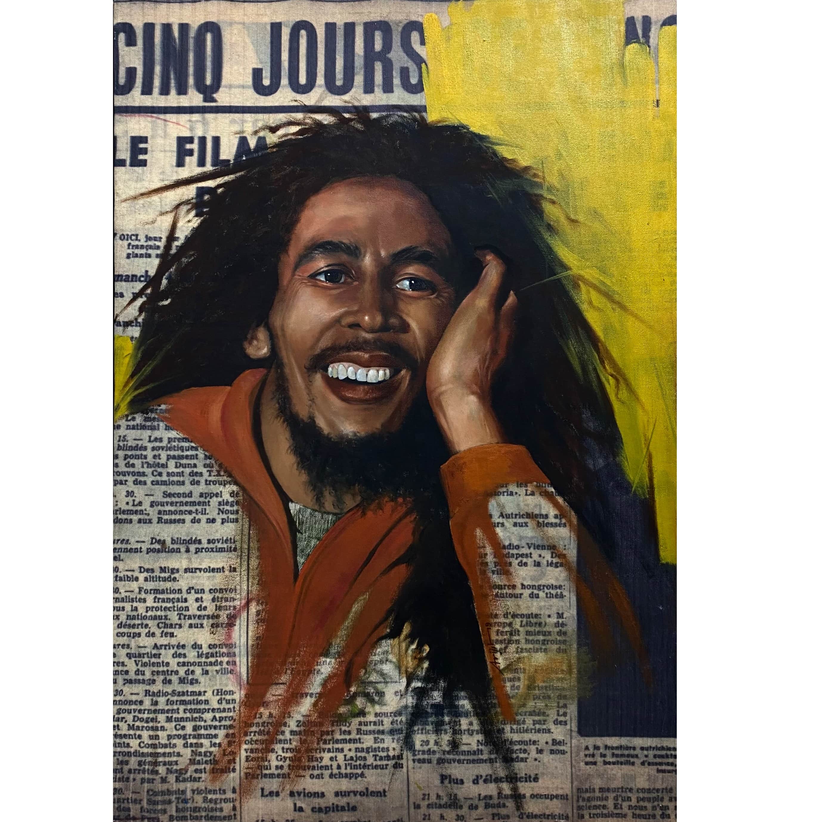 Bob Marley Hand painted Wall Painting - rear_view