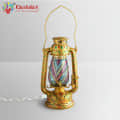 Hand Painted Hurrican Lantern with Bulb : Pure Bliss Ladakhi Art - front_view