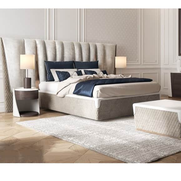Italian Cassiope King Size Bed With Side table - front_view