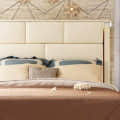 Beige Malaysian Rectangular Puzzle Tufted Queen Size Bed - top_view
