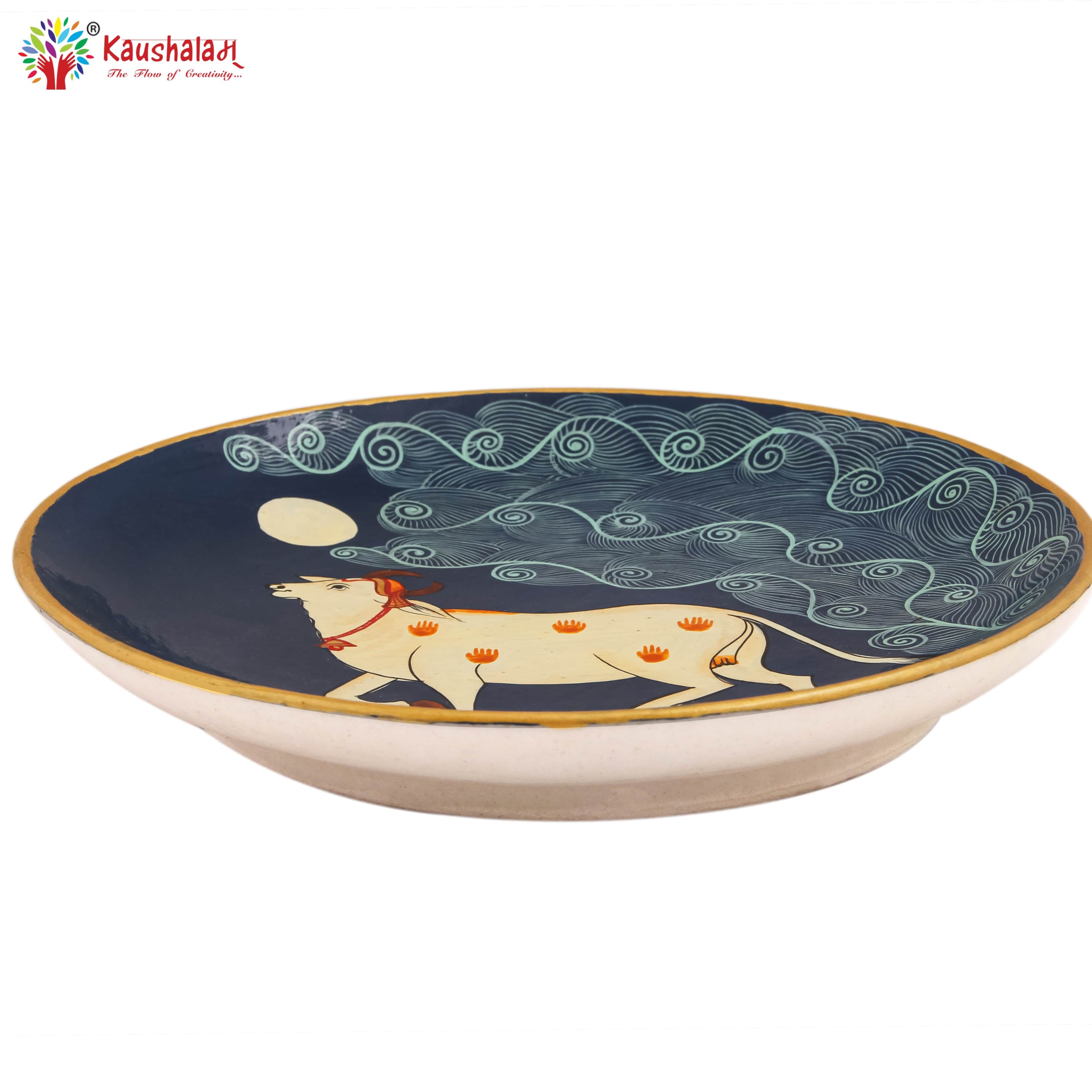 Hand Painted Ceramic Wall Plate : Pichwai - front_view