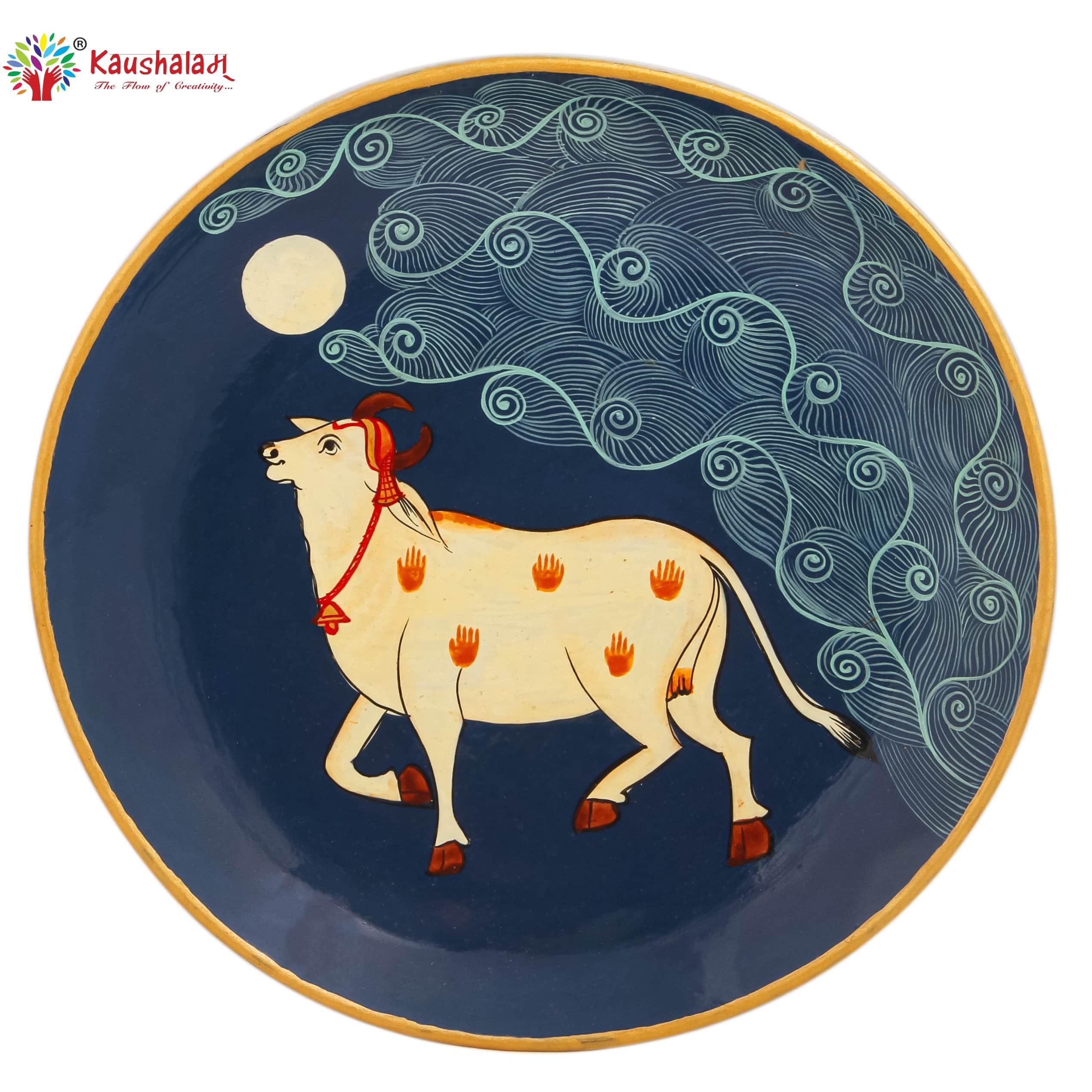 Hand Painted Ceramic Wall Plate : Pichwai - left_view