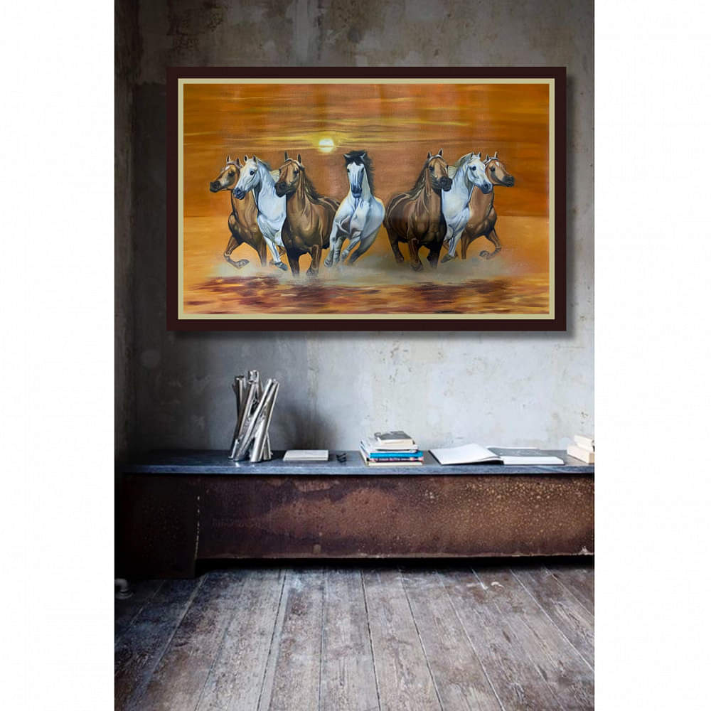 Seven Horses Realistic Art Wall Painting - photo