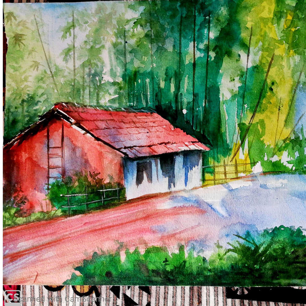 Village View Landscape Wall Painting - photo