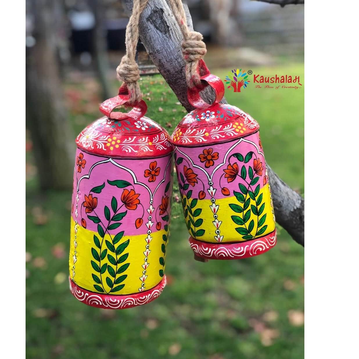 Hand Painted Cow Bells - Hanging bells Set Of 2 - front_view