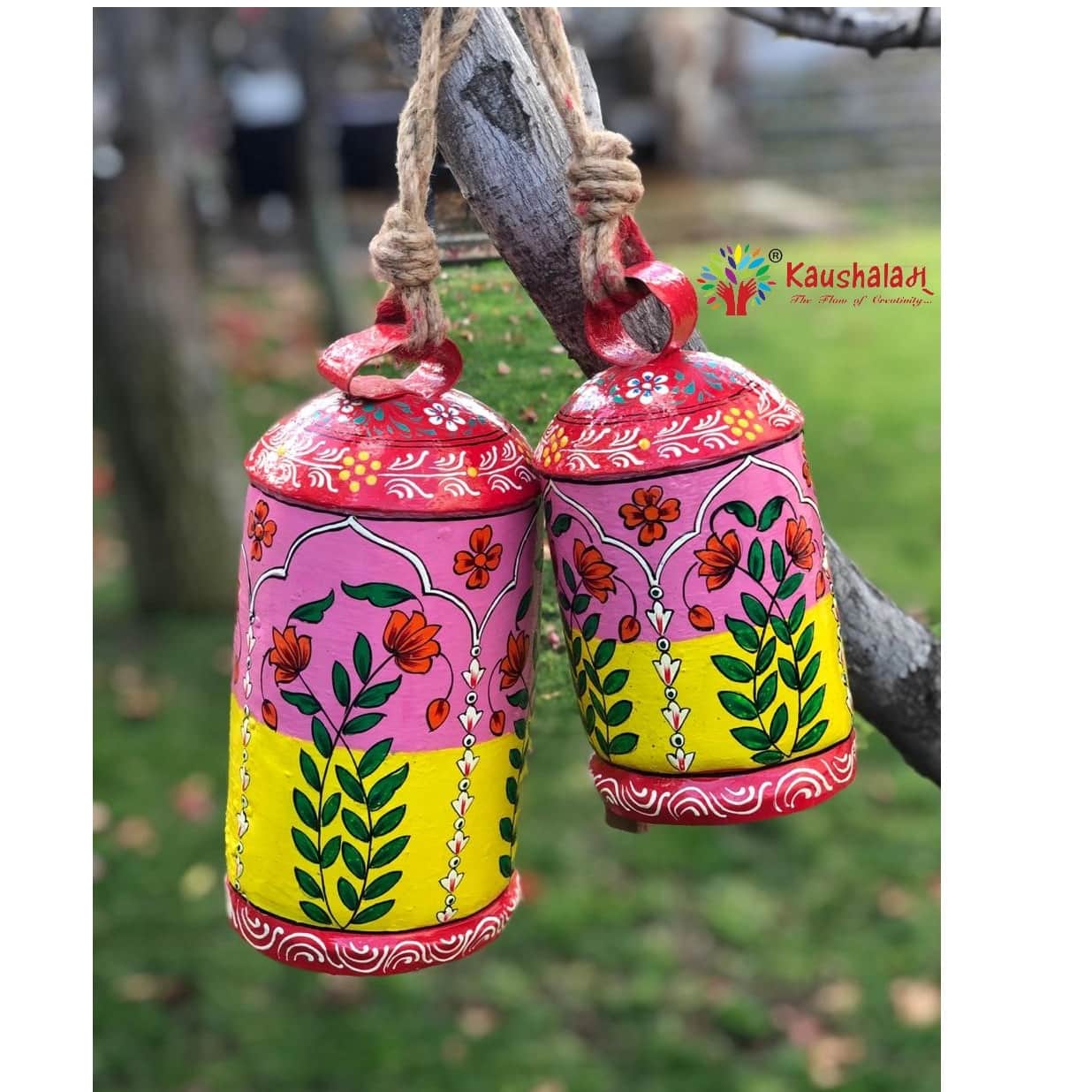 Hand Painted Cow Bells - Hanging bells Set Of 2 - left_view