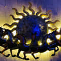 Sun Running Horse Wall Art with LED Light - top_view