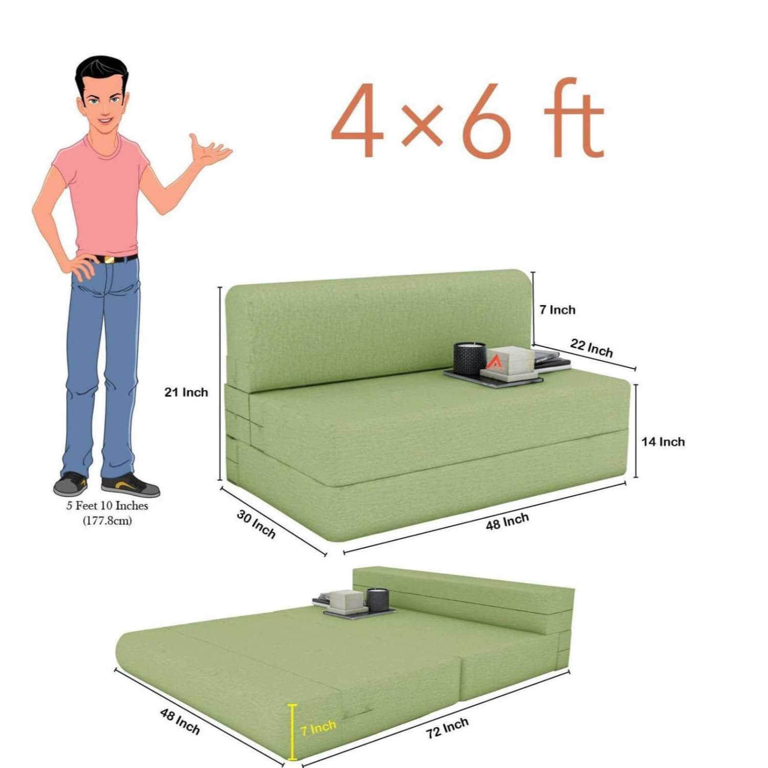 Dublin Light Green Sofa Cum Bed