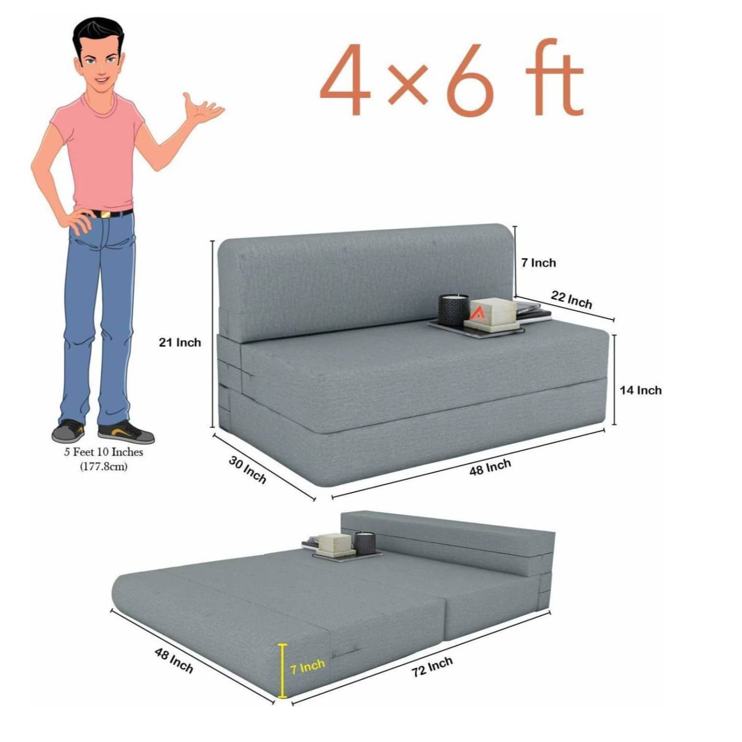 Dublin Grey Sleeper Sofa Cum Bed