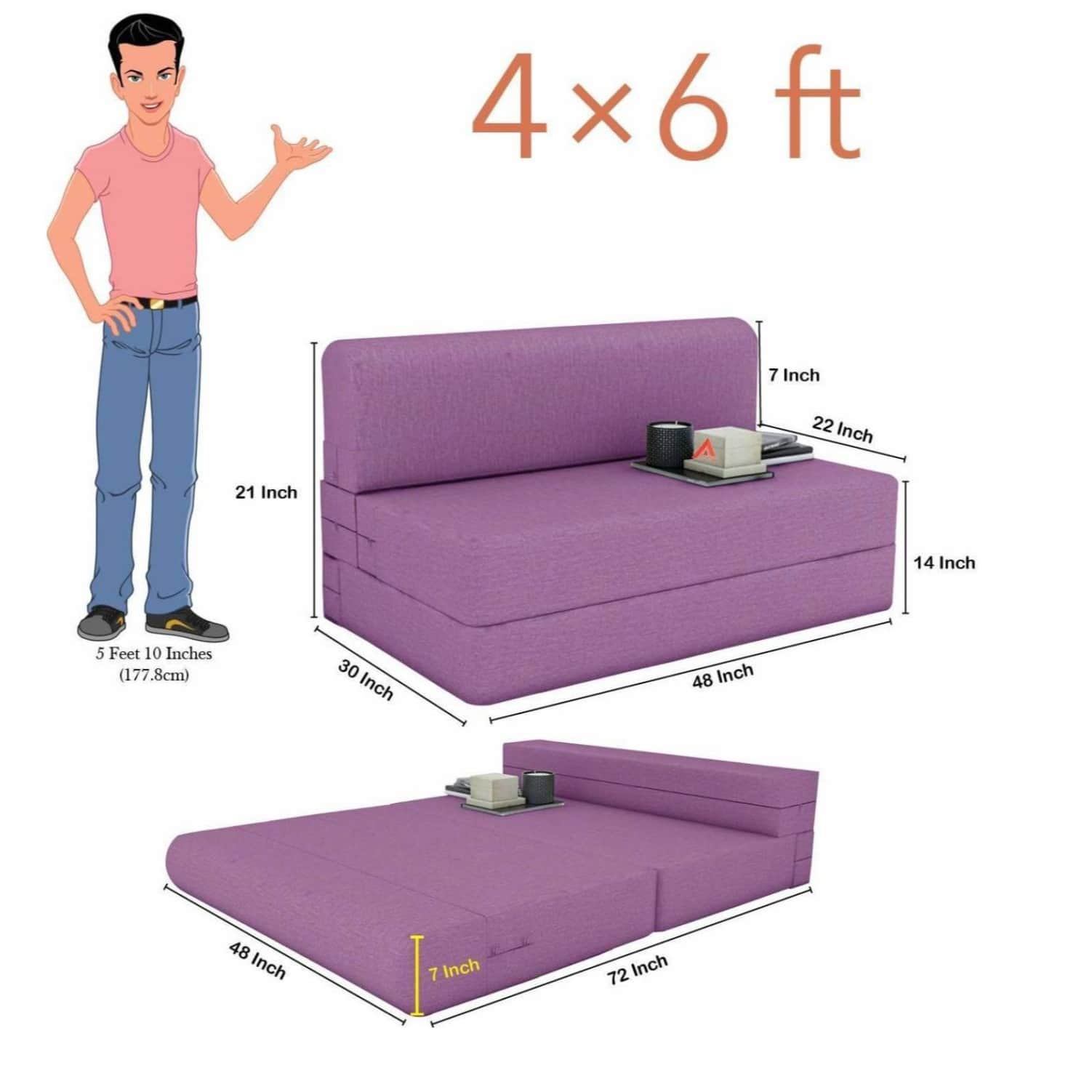 Dublin Purple Sleeper Sofa Cum Bed - rear_view