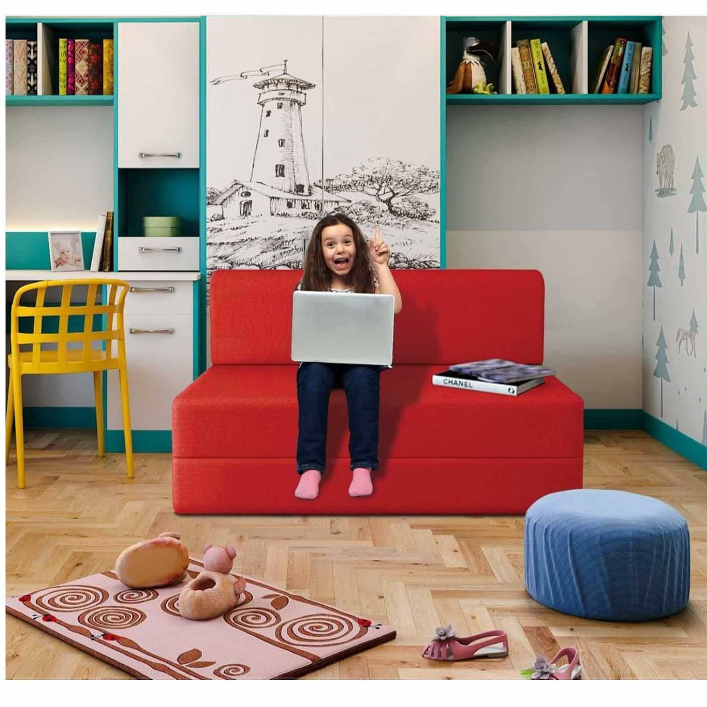 Dublin Red Sleeper Sofa Cum Bed - photo