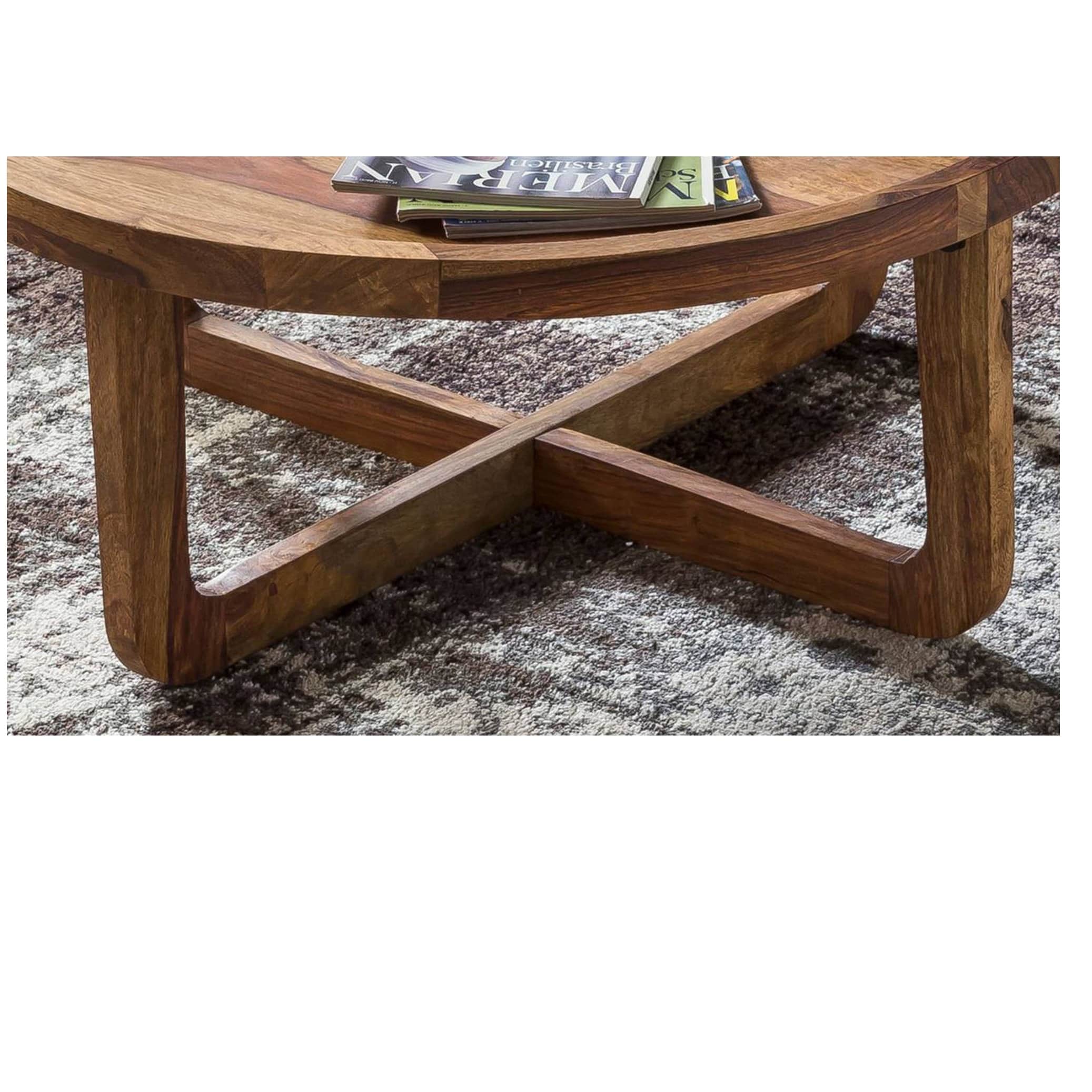 Warren Sheesham Wood Curved Coffee Table - top_view