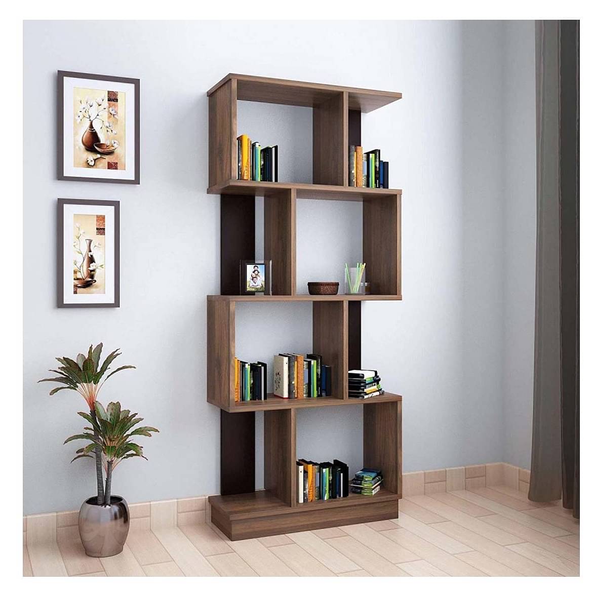 Lisa Engineered Wood Open Book Shelf (4 Shelves)
