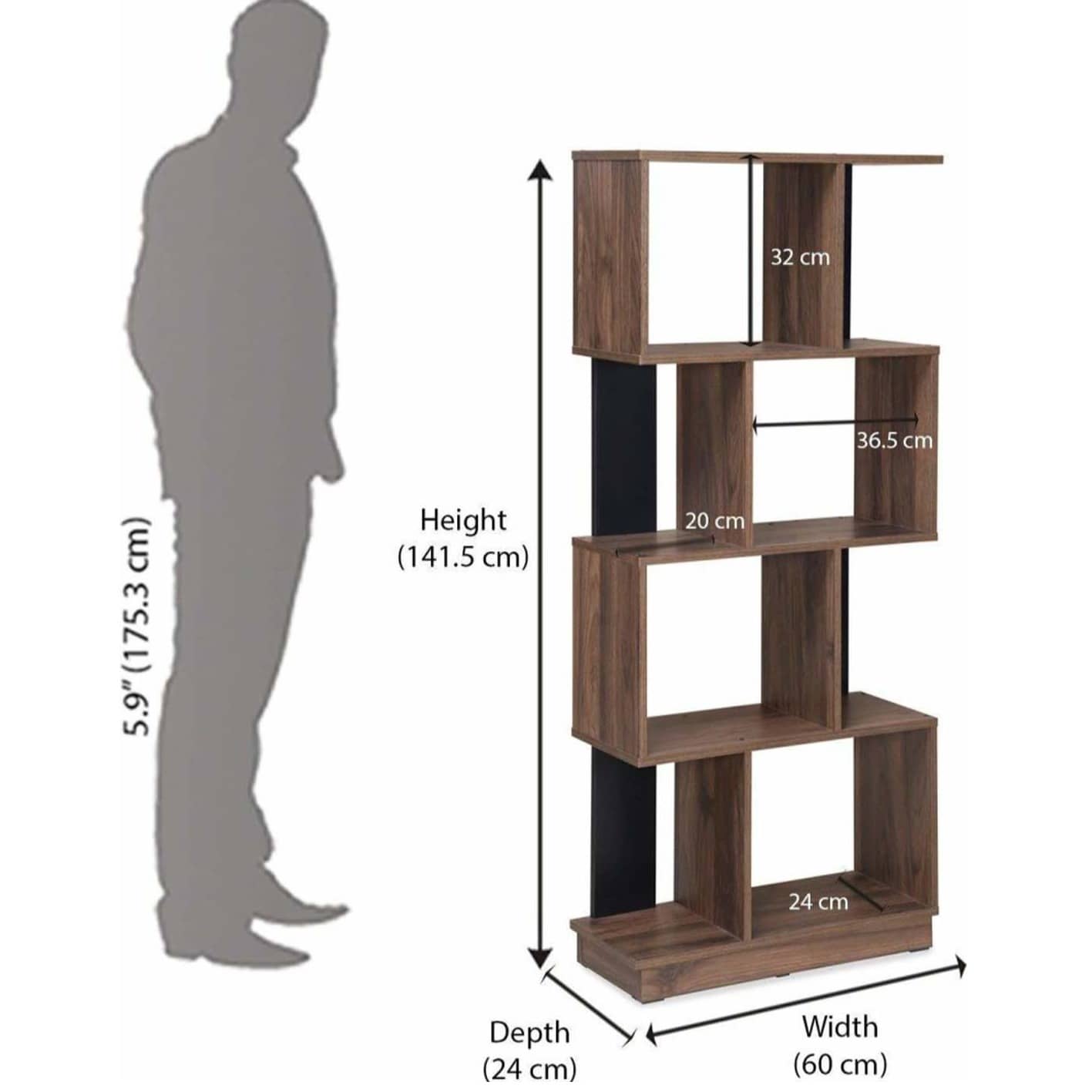 Lisa Engineered Wood Open Book Shelf (4 Shelves)