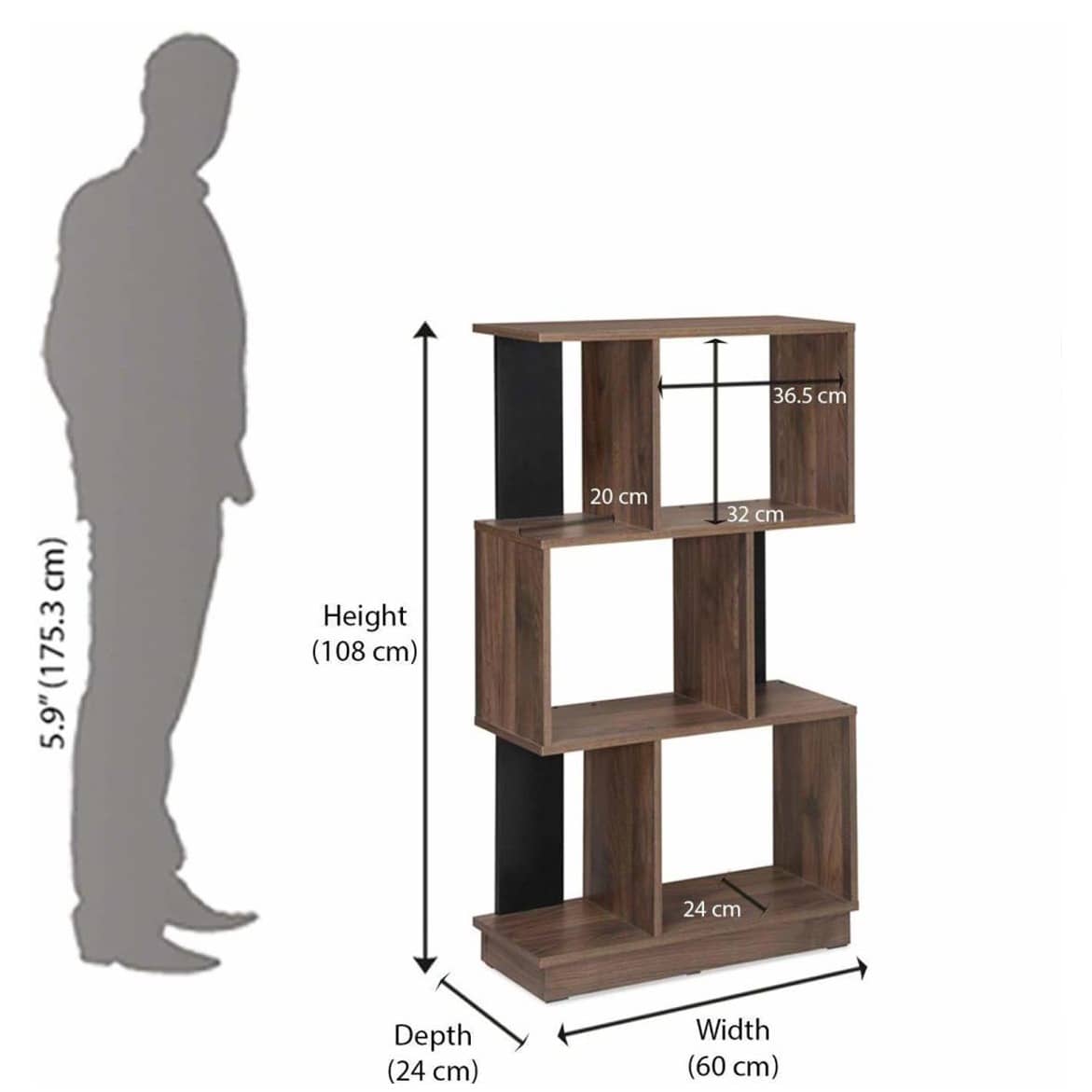Lisa Engineered Wood Open Book Shelf (3 Shelves)