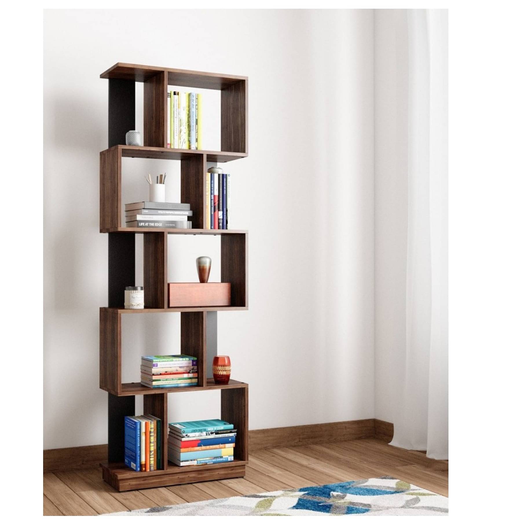 Lisa Engineered Wood Open Book Shelf (5 Shelf)