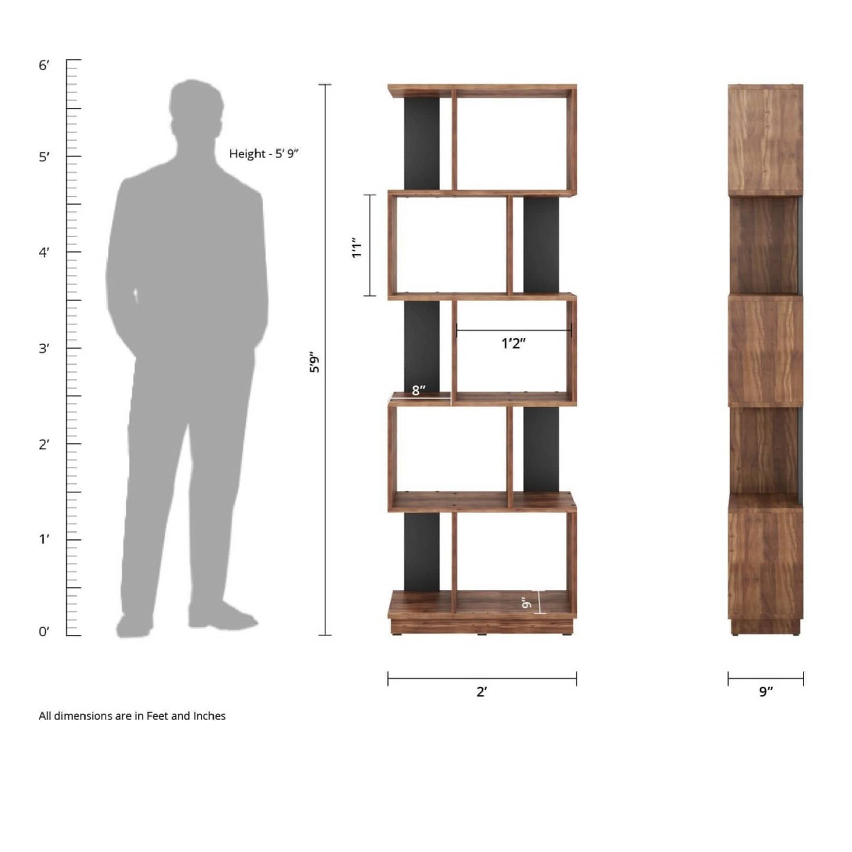 Lisa Engineered Wood Open Book Shelf (5 Shelf)