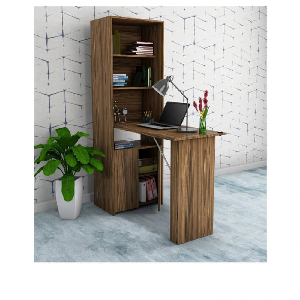 Foldable Study Desk / Office Table with Cabinet - photo