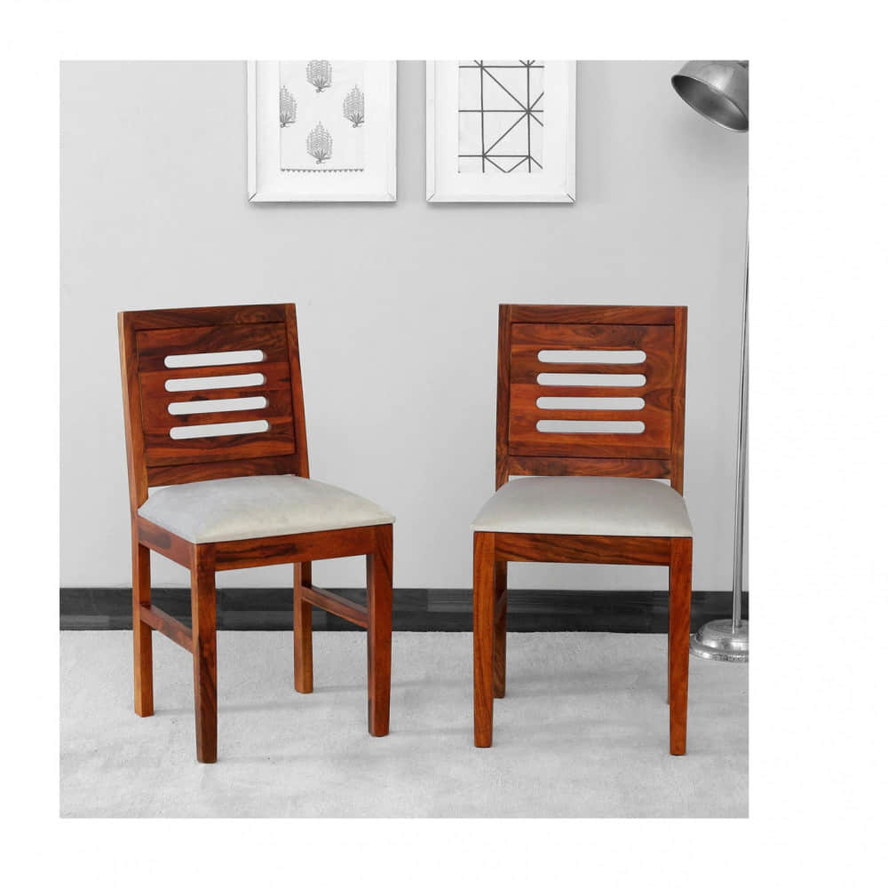 Solid Wood Dining Chairs With Cushions (Pair of 2) - photo