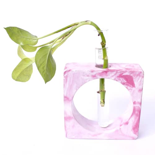 Flower Pot/VASE with Test Tube (Pink/White )