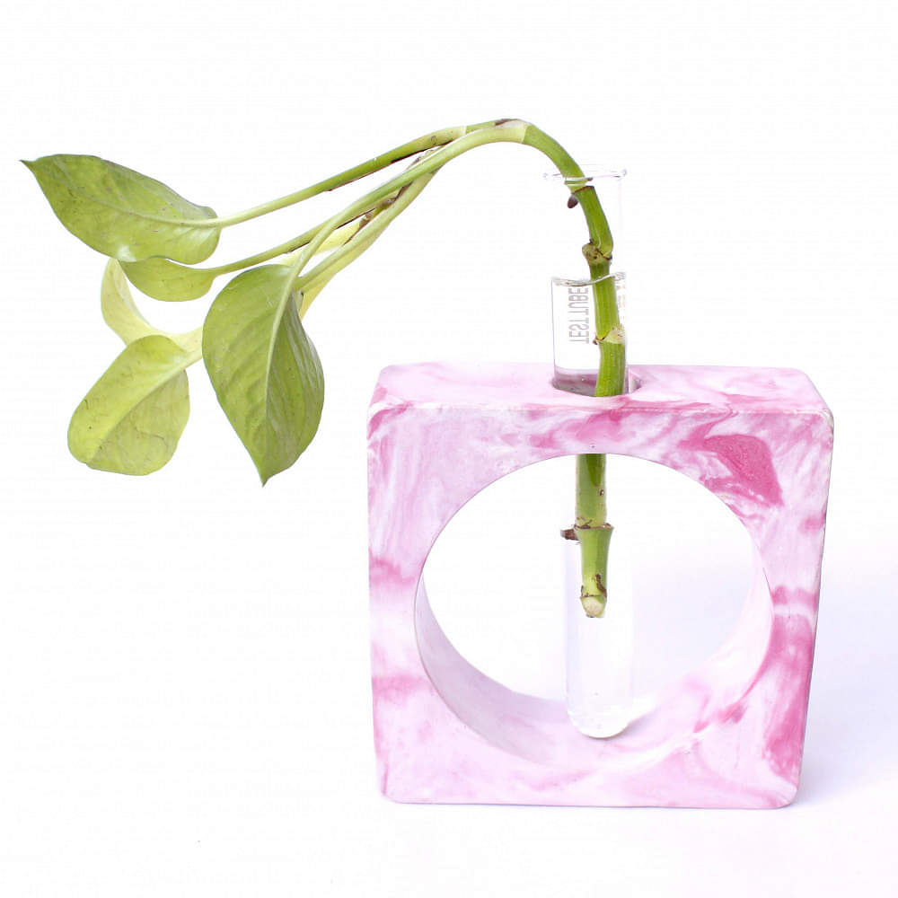 Flower Pot/VASE with Test Tube (Pink/White ) - photo