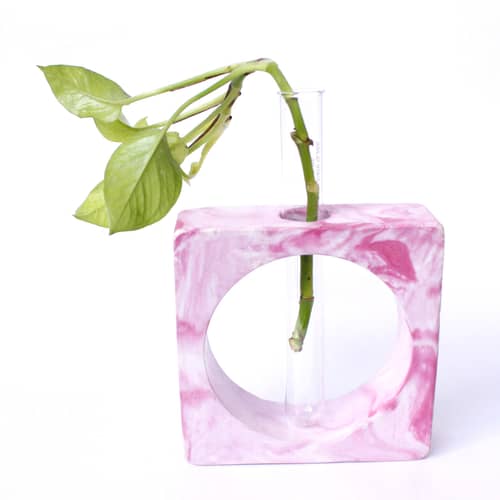 Flower Pot/VASE with Test Tube (Pink/White )