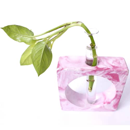 Flower Pot/VASE with Test Tube (Pink/White )