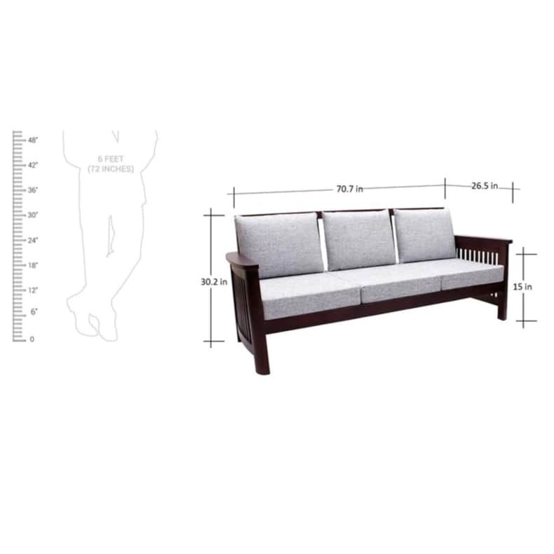 Alkaline Teakwood 3+1+1 wooden sofa - left_view