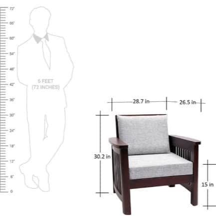 Alkaline Teakwood 3+1+1 wooden sofa - right_view