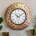 Wooden Metallic Designer Coin Wall Clock - photo