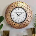 Wooden Metallic Designer Coin Wall Clock - rear_view