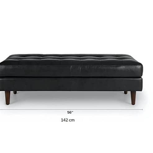 Black Leather 2 Seater Bench