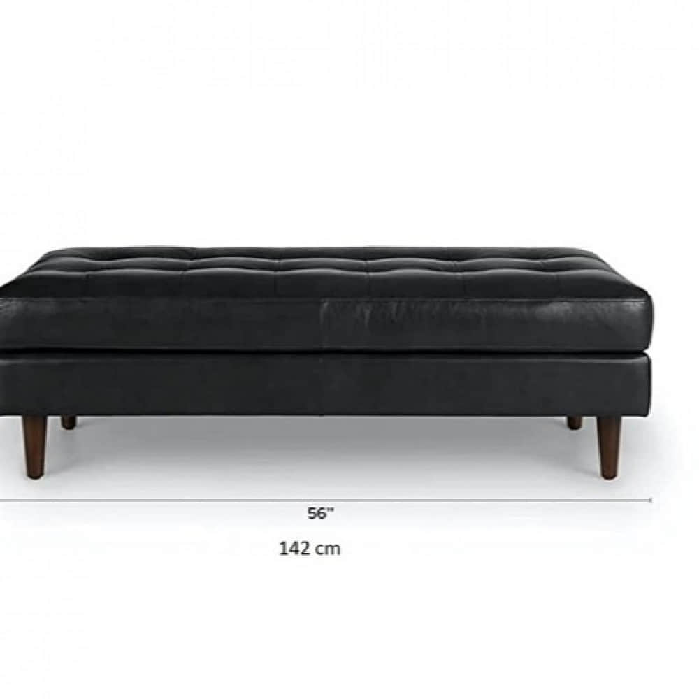 Black Leather 2 Seater Bench - photo