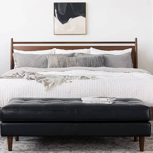 Black Leather 2 Seater Bench