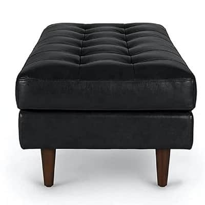 Black Leather 2 Seater Bench - top_view