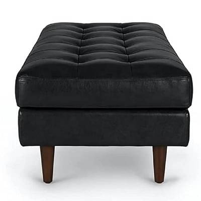 Black Leather 2 Seater Bench