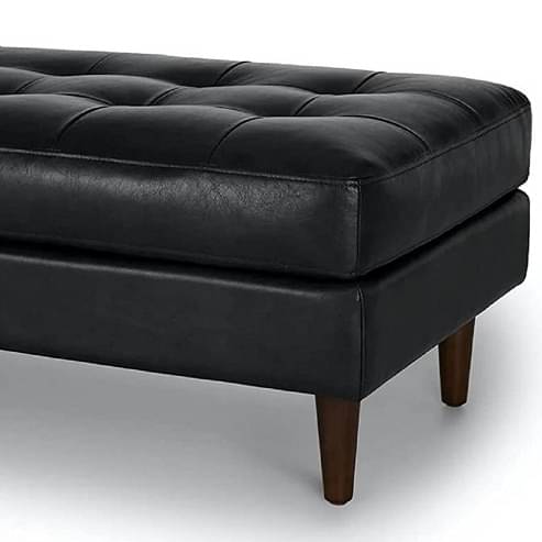 Black Leather 2 Seater Bench